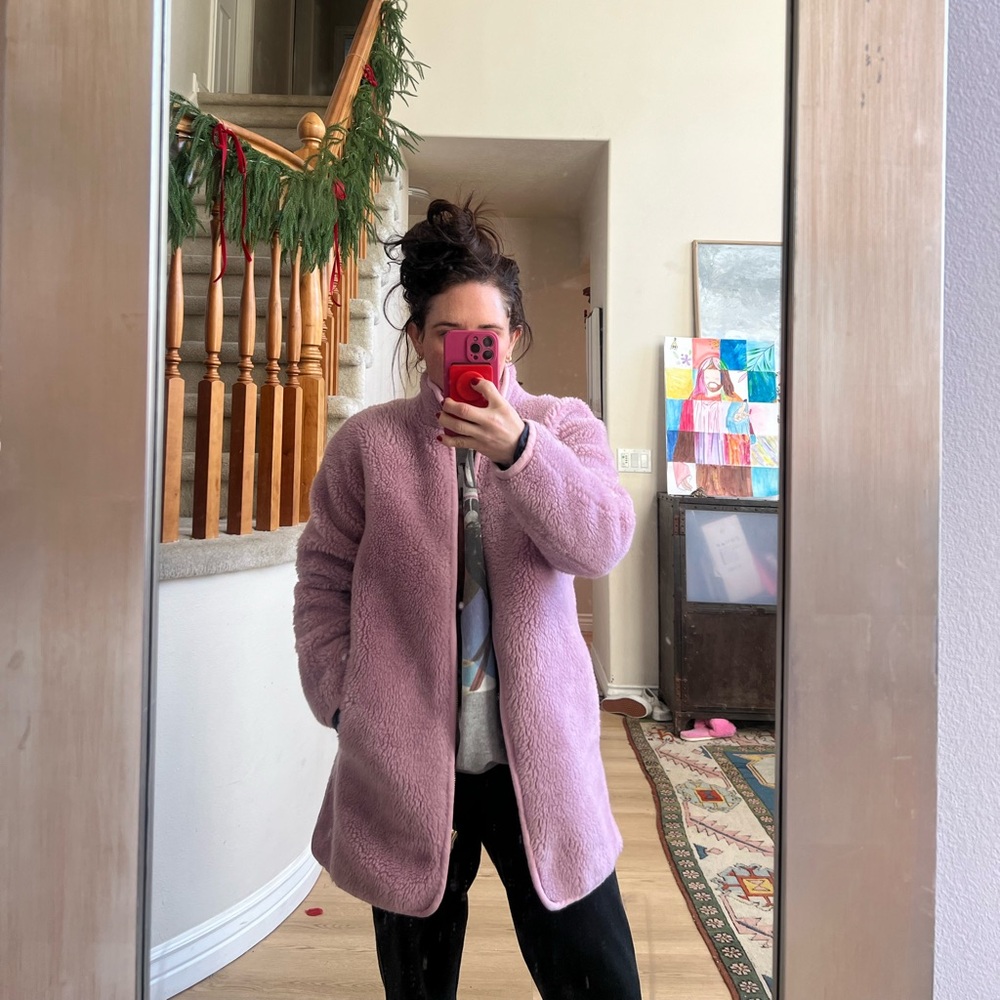 Gorgeous J crew pink/purple fuzzy coat